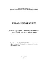 KHẢO SÁT QUI TRÌNH SẢN XUẤT VÀ NGHIÊN CỨU PHƯƠNG PHÁP BẢO QUẢN GIÁ ĐẬU XANH