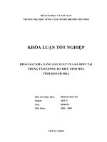 KHẢO SÁT KHẢ NĂNG SẢN XUẤT CỦA ĐÀ ĐIỂU TẠI TRUNG TÂM GIỐNG ĐÀ ĐIỂU NINH HÒA TỈNH KHÁNH HÒA