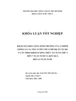 KHẢO SÁT KHẢ NĂNG SINH TRƯỞNG CỦA 2 NHÓM GIỐNG GÀ TA THẢ VƯỜN VỚI 2 CHẾ ĐỘ ĂN TỰ DO VÀ ĂN THEO ĐỊNH LƯỢNG THỨC ĂN TUẦN THỨ 3 ĐẾN 7 TUẦN TUỔI VÀ KẾT QUẢ ĐẾN 14 TUẦN TUỔI