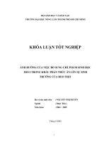 ẢNH HƯỞNG CỦA VIỆC BỔ SUNG CHẾ PHẨM SINH HỌC BIO I TRONG KHẨU PHẦN THỨC ĂN LÊN SỰ SINH TRƯỞNG CỦA HEO THỊT