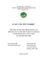 THEO DÕI CÁC BIỂU HIỆN BỆNH THƯỜNG GẶP TRÊN HEO NÁI SAU KHI SINH VÀ HEO CON THEO MẸ TỪ KHI SINH RA ĐẾN 21 NGÀY TUỔI TẠI TRẠI HEO HÒA HIỆP