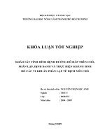 KHẢO SÁT TÌNH HÌNH BỆNH ĐƯỜNG HÔ HẤP TRÊN CHÓ, PHÂN LẬP, ĐỊNH DANH VÀ THỰC HIỆN KHÁNG SINH ĐỒ CÁC VI KHUẨN PHÂN LẬP TỪ DỊCH MŨI CHÓ