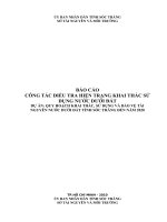 BÁO CÁOCÔNG TÁC ĐIỀU TRA HIỆN TRẠNG KHAI THÁC SỬ DỤNG NƯỚC DƯỚI ĐẤTDỰ ÁN: QUY HOẠCH KHAI THÁC, SỬ DỤNG VÀ BẢO VỆ TÀINGUYÊN NƯỚC DƯỚI ĐẤT TỈNH SÓC TRĂNG ĐẾN NĂM 2020