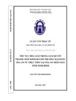 Thủ tục hòa giải trong giải quyết tranh chấp kinh doanh thương mại bằng tòa án từ thực tiễn tại tòa án nhân dân tỉnh ninh bình 