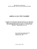 NGHIÊN CỨU TÍNH KHẢ THI KHI ÁP DỤNG CƠ CHẾ PHÁT TRIỂN SẠCH (CDM) VÀO DỰ ÁN XỬ LÝ NƯỚC THẢI CÓ THU HỒI KHÍ SINH HỌC TẠI CÔNG TY CỔ PHẦN MÍA ĐƯỜNG – NHIỆT ĐIỆN GIA LAI