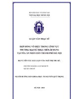 Hợp đồng vô hiệu trong lĩnh vực thương mại từ thực tiễn áp dụng tại tòa án nhân dân thành phố hà nội 