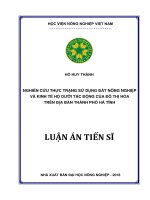Nghiên cứu thực trạng sử dụng đất nông nghiệp và kinh tế hộ dưới tác động của đô thị hóa trên địa bàn thành phố Hà Tĩnh (LA tiến sĩ)