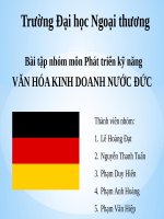 Bài tập nhóm môn Phát triển kỹ năng VĂN HÓA KINH DOANH NƯỚC ĐỨC