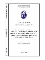 Pháp luật về quyền và nghĩa vụ của đương sự trong quá trình giải quyết tranh chấp kinh doanh thương mại bằng phương thức tòa án 