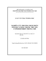 Nghiên cứu phương pháp phân tích dư lượng thuốc trừ sâu cypermethrin trong chè 
