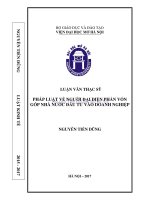 Pháp luật về người đại diện phần vốn góp nhà nước đầu tư vào doanh nghiệp  