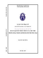 Bảo vệ quyền nhân thân của chủ thể trong hoạt động kinh doanh thương mại 