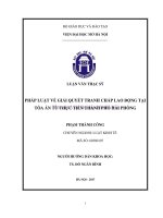 Pháp luật về giải quyết tranh chấp lao động tại tòa án từ thực tiễn thành phố hải phòng 