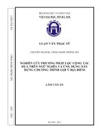 Nghiên cứu phương pháp lọc cộng tác dựa trên ngữ nghĩa và ứng dụng xây dựng chương trình gợi ý địa điểm 
