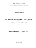 Xây dựng phần mềm giao diện và xử lý thông tin trong thiết bị mô phỏng tính toán chế độ xác lập hệ thống điện 