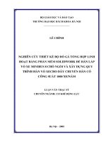 Nghiên cứu thiết kế bộ đồ gá tổng hợp linh hoạt bằng phần mềm solidwork để hàn lắp vỏ xe minibus 8 chỗ ngồi và xây dựng quy trình hàn vỏ xecho dây chuyền hàn có công suất 1000 xe năm 