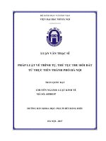 Pháp luật về trình tự, thủ tục thu hồi đất từ thực tiễn thành phố hà nội  