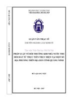 Pháp luật về bồi thường khi nhà nước thu hồi đất từ thực tiễn thực hiện tại một số địa phương trên địa bàn tỉnh quảng ninh  