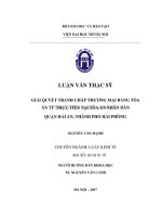 Giải quyết tranh chấp thương mại bằng tòa án từ thực tiễn tại tòa án nhân dân quận hải an, thành phố hải phòng  