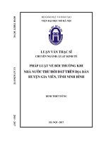 Pháp luật về bồi thường khi nhà nước thu hồi đất từ thực tiễn huyện gia viễn, tỉnh ninh bình  