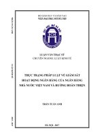 Thực trạng pháp luật về giám sát hoạt động ngân hàng của ngân hàng nhà nước việt nam và hướng hoàn thiện  