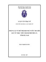 Pháp luật về hỗ trợ khi nhà nước thu hồi đất từ thực tiễn thành phố phủ lý, tỉnh hà nam 