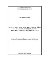 Quản lý hoạt động phát triển chương trình đào tạo ngành giáo dục mầm non ở trường Cao đẳng Cộng đồng Bắc Kạn (Luận văn thạc sĩ)