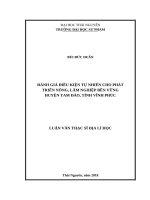 Đánh giá điều kiện tự nhiên cho phát triển nông, lâm nghiệp bền vững huyện tam đảo, tỉnh vĩnh phúc 