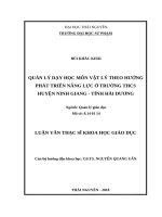 Quản lý dạy học môn vật lý theo hướng phát triển năng lực ở trường trung học cơ sở huyện ninh giang, tỉnh hải dương 