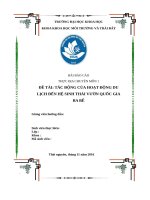 TÁC ĐỘNG CỦA HOẠT ĐỘNG DU LỊCH ĐẾN HỆ SINH THÁI VƯỜN QUỐC GIA BA BỂ
