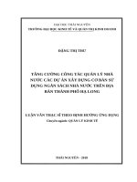 Tăng cương công tác quản lý nhà nước các dự án xây dựng cơ bản sử dụng ngân sách nhà nước trên địa bàn thành phố hạ long 