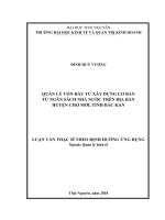 Quản lý vốn đầu tư xây dựng cơ bản từ ngân sách nhà nước trên địa bàn huyện Chợ Mới, tỉnh Bắc Kạn (Luận văn thạc sĩ)
