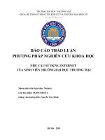 PPNCKH  NHU CẦU SỬ DỤNG INTERNET  CỦA SINH VIÊN TRƯỜNG ĐẠI HỌC THƯƠNG MẠI