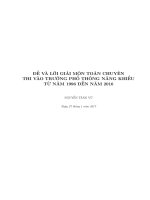 ĐỀ VÀ LỜI GIẢI MÔN TOÁN CHUYÊN THI VÀO TRƯỜNG PHỔ THÔNG NĂNG KHIẾU  TỪ NĂM 1996 ĐẾN NĂM 2016