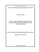 Quản lý thu bảo hiểm xã hội bắt buộc tại bảo hiểm xã hội thành phố hạ long, tỉnh quảng ninh 