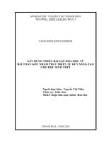 skkn xây dựng nhiều bài tập hóa học từ bài toán gốc nhắm phát triển tư duy sáng tạo cho học sinh THPT 
