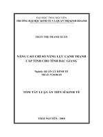 Nâng cao chỉ số năng lực cạnh tranh cấp tỉnh cho tỉnh Bắc Giang (tt)