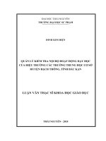 Quản lý kiểm tra nội bộ hoạt động dạy học của hiệu trưởng các trường Trung học Cơ sở huyện Bạch Thông, tỉnh Bắc Kạn (Luận văn thạc sĩ)