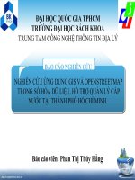 NGHIÊN CỨU ỨNG DỤNG GIS VÀ OPENSTREETMAP TRONG SỐ HÓA DỮ LIỆU, HỔ TRỢ QUẢN LÝ CẤP NƯỚC TẠI THÀNH PHỐ HỒ CHÍ MINH.