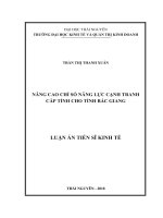 Nâng cao chỉ số năng lực cạnh tranh cấp tỉnh cho tỉnh Bắc Giang (LA tiến sĩ)