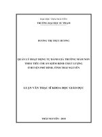 Quản lý hoạt động tự đánh giá trường mầm non theo tiêu chuẩn kiểm định chất lượng ở huyện Phú Bình, tỉnh Thái Nguyên (LV thạc sĩ)