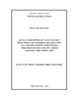 Quản lý bồi dưỡng kỹ năng tổ chức hoạt động trải nghiệm cho giáo viên các trường PTDTNT tỉnh Yên Bái theo định hướng chương trình giáo dục phổ thông mới (LV thạc sĩ)