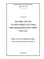 Dạy học tạo lập văn bản nghị luận xã hội theo định hướng phát triển năng lực (2018)