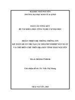 Hoàn thiện hệ thống thông tin kế toán quản trị tại các doanh nghiệp sản xuất và chế biến chè trên địa bàn tỉnh Thái Nguyên (NCKH)