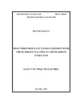 HOÀN THIỆN PHÁP LUẬT VỀ BẢO LÃNH PHÁT HÀNH CHỨNG KHOÁN CỦA CÔNG TY CHỨNG KHOÁN Ở VIỆT NAM (LUẬN VĂN THẠC SĨ LUẬT HỌC)