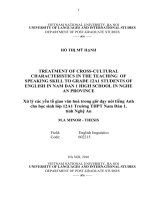 TREATMENT OF CROSS CULTURAL CHARACTERISTICS IN THE TEACHING  OF SPEAKING SKILL TO GRADE 12a1 STUDENTS OF ENGLISH IN NAM DAN 1 HIGH SCHOOL IN NGHE AN PROVINCE 