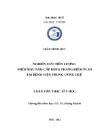 Nghiên cứu tiên lượng nhồi máu não cấp bằng thang điểm PLAN tại bệnh viện Trung ương Huế (FULL TEXT)