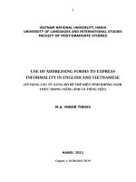 USE OF ADDRESSING FORMS TO EXPRESS INFORMALITY IN ENGLISH AND VIETNAMESE 