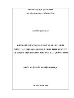 Đánh giá hiện trạng và đề xuất giải pháp nâng cao hiệu quả quản lý chất thải rắn y tế của bệnh viện đa khoa khu vực bắc Quảng Bình (Khóa luận tốt nghiệp)