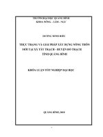 THỰC TRẠNG VÀ GIẢI PHÁP XÂY DỰNG NÔNG THÔN MỚI TẠI XÃ TÂY TRẠCH  HUYỆN BỐ TRẠCH TỈNH QUẢNG BÌNH